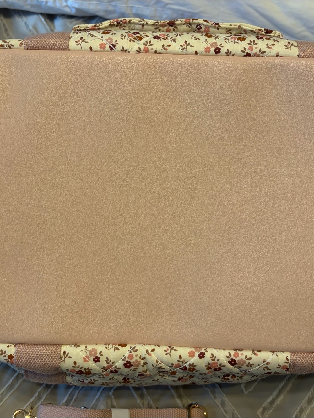 Poppy & Peonies Quilted Floral Tote in Cream, Pink and Brown - Picture 6 of 6